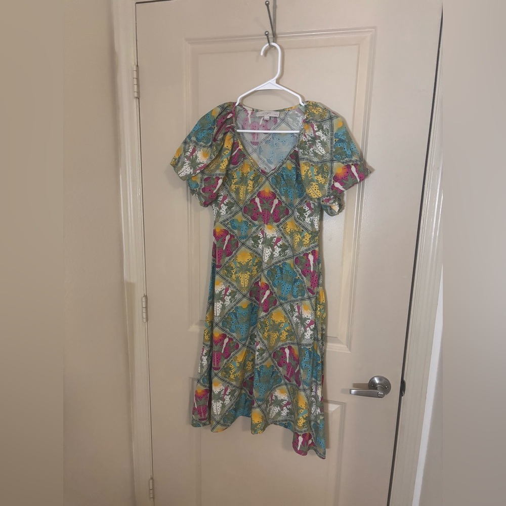 Multicolor Floral V-Neck Dress